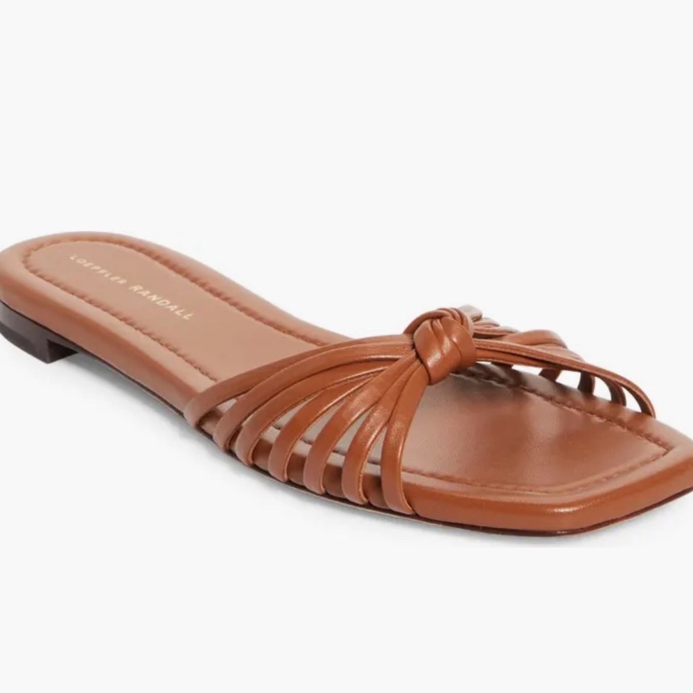 LOEFFLER RANDALL IZZIE WOMEN SLIDE SANDALS BROWN LEATHER SIZE 9